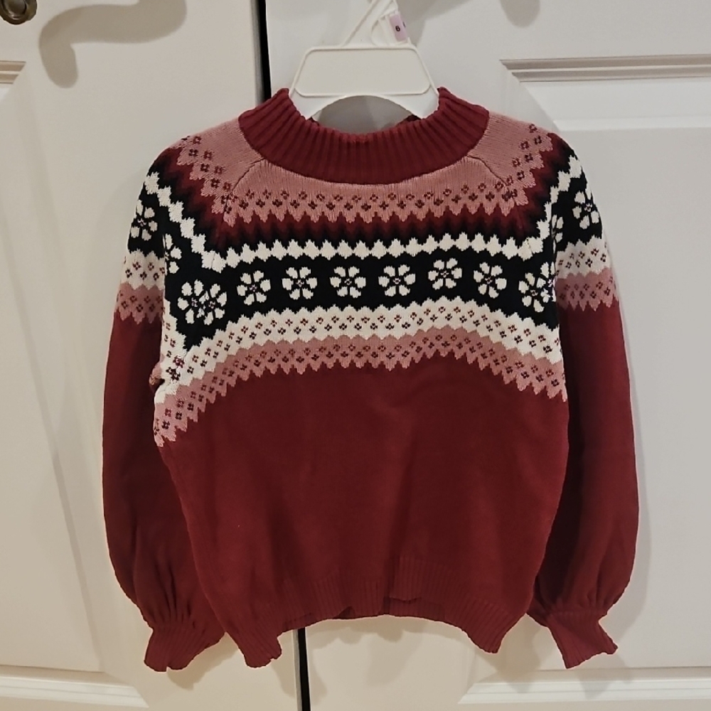 Janie and Jack Red and Pink Patterned Sweater
